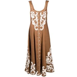 ALÉMAIS Ruby Applique Linen Midi Dress